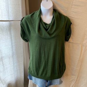 Cowl neck short sleeve sweater